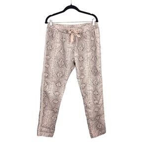 Venti6 Women's Gray Snakeskin Print Drawstring Ankle Trouser Pants Size 30W
